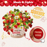 Valentines Day Card, Love You Berry Much Card With Music And Light, Strawberry Bouquet Card For Women Mom Wife