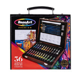 RoseArt Premium 36ct Acrylic Paint Set in Wooden Case -Complete Acrylic Artist Set for Canvas, Wood, Ceramic and Fabrics – Painting Supplies for Casual and Professional Artists, 9.6ml (84403)