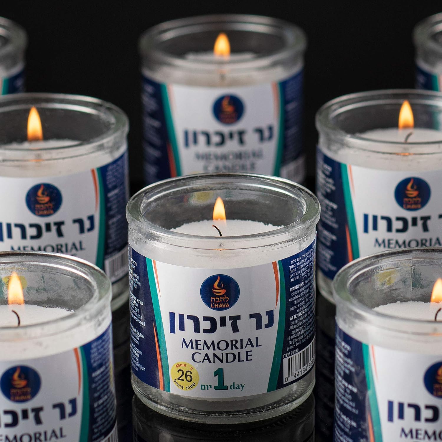 1 Day Yahrzeit Memorial Candle For Ner Neshama, Yom Kippur, Yizkor Or Emergency - Unscented 26 Hour In Glass Jar - 3 Pack