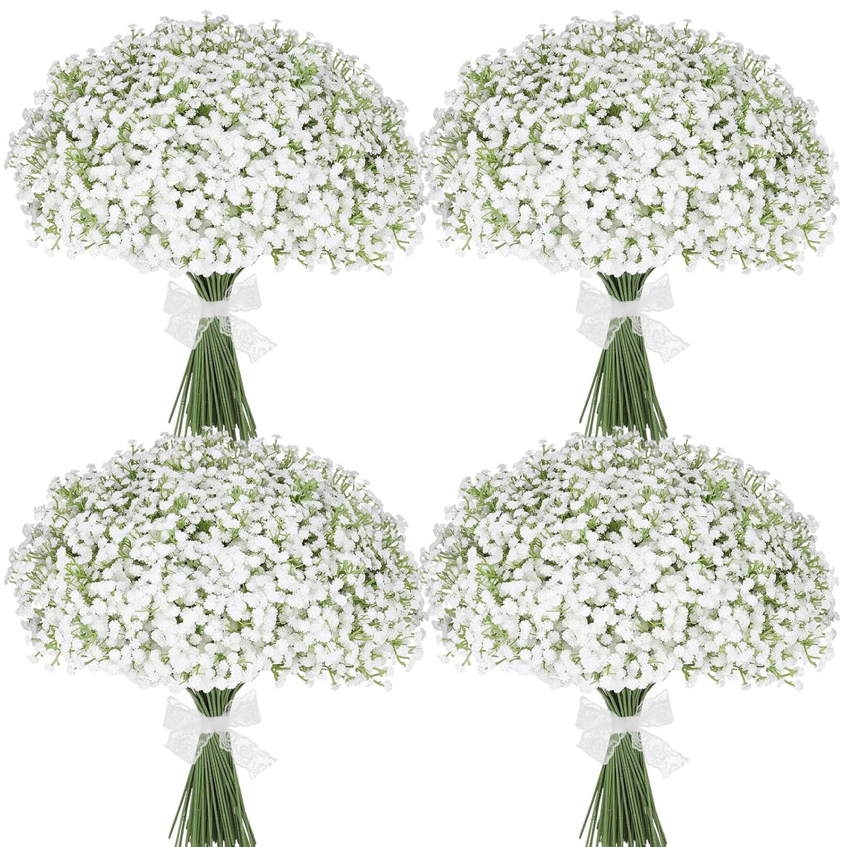 30 Pcs Babys Breath Artificial Flowers, 17.7" Real Touch White Gypsophila Bouquet, Fake Baby Breath Bulk For Wedding Centerpieces, Party, Diy Floral