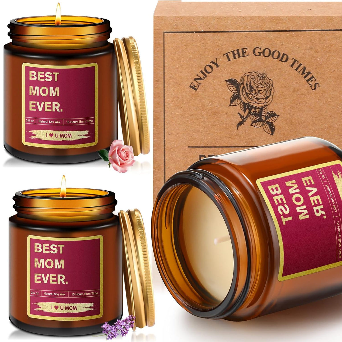 2 Pcs Christmas Candle Gifts 3.5Oz Soy Wax Gold Foil Label Mother'S Birthday Gift Scented Candles For Mom From Daughter Son, Funny Birthday Thanksgiving For Mom