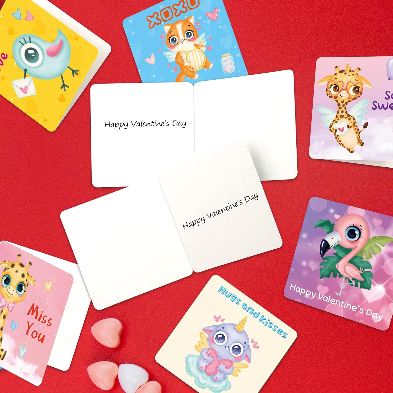 Mini Valentines Day Cards Assortment Bulk 3 X 3Inch Small Happy Valentine'S Day Greeting Cards With Envelopes Lunch Notes For Kids Classroom School Exchange