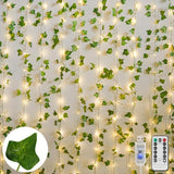 200 LED Ivy Vine Fairy Lights 6.5FT x 6.5FT Curtain Lights with Remote Warm White Artificial Leaf String Lights for Bedroom Wedding Party Wall Dorm Decor Indoor Outdoor