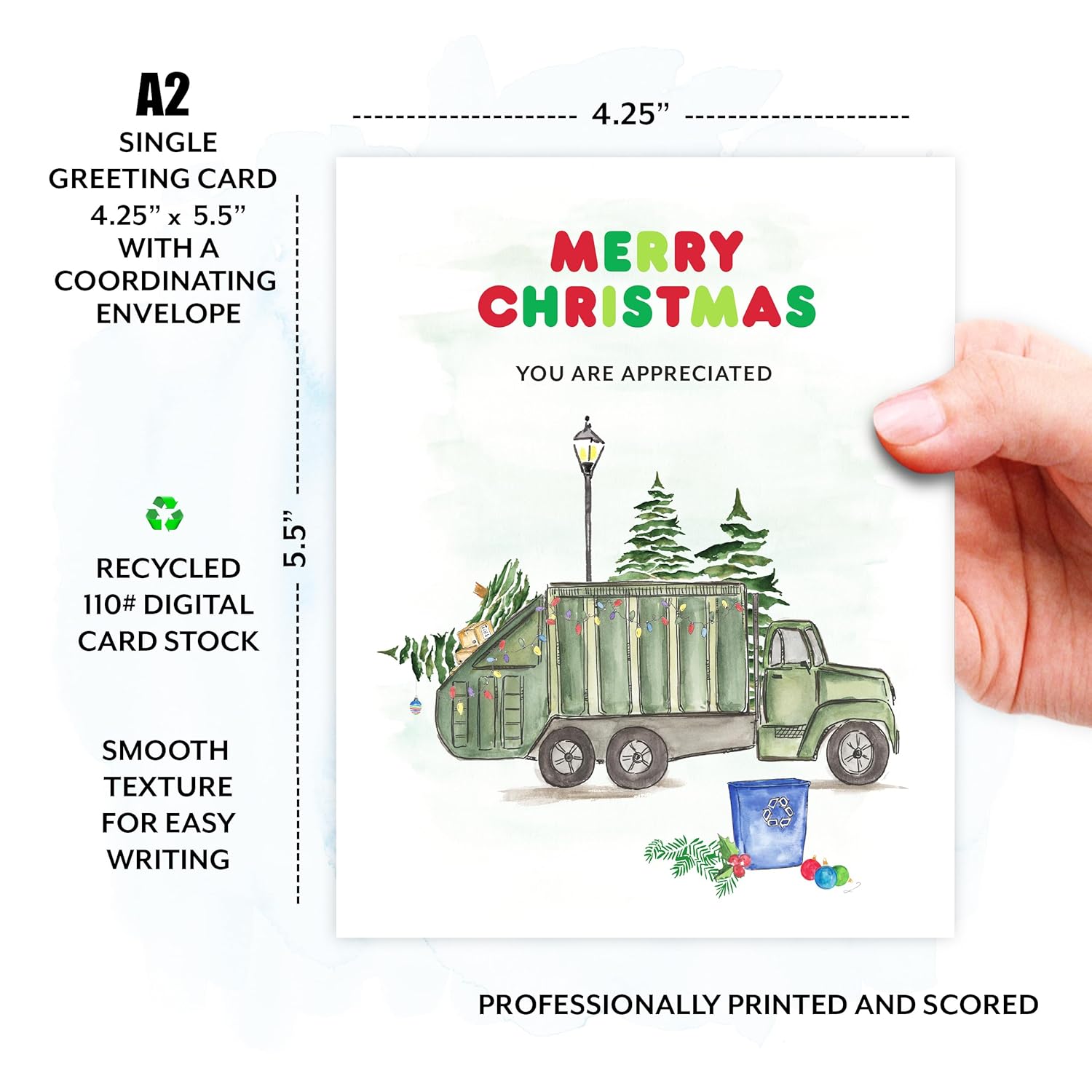 Thank My Driver Christmas Thank You, Gifts For Garbage Men Appreciation Christmas Cards For Trash Collector, Happy Holiday Card For Garbage Man, Recycle Truck, Waste Collection, Sanitation Worker
