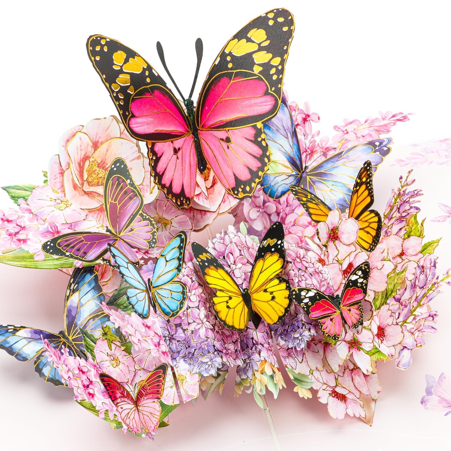Disco Butterflies Pop-Up 3D Greeting Card With Gold-Embossed Wings&Envelope For Anniversary,Thanksgiving,Mother'S Day,Wedding,Birthday Card For Her,Women,Wife, Mom, Grandma