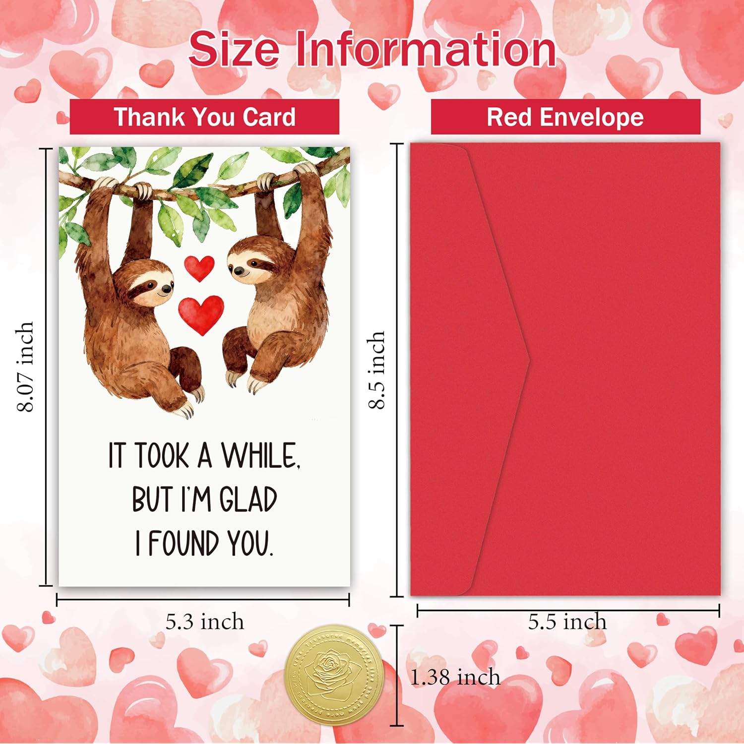 Funny Valentines Day Card For Him Her, Romantic Sloth Love Card For Husband Wife Boyfriend Girlfriend, It Took A While Valentines Day Cards