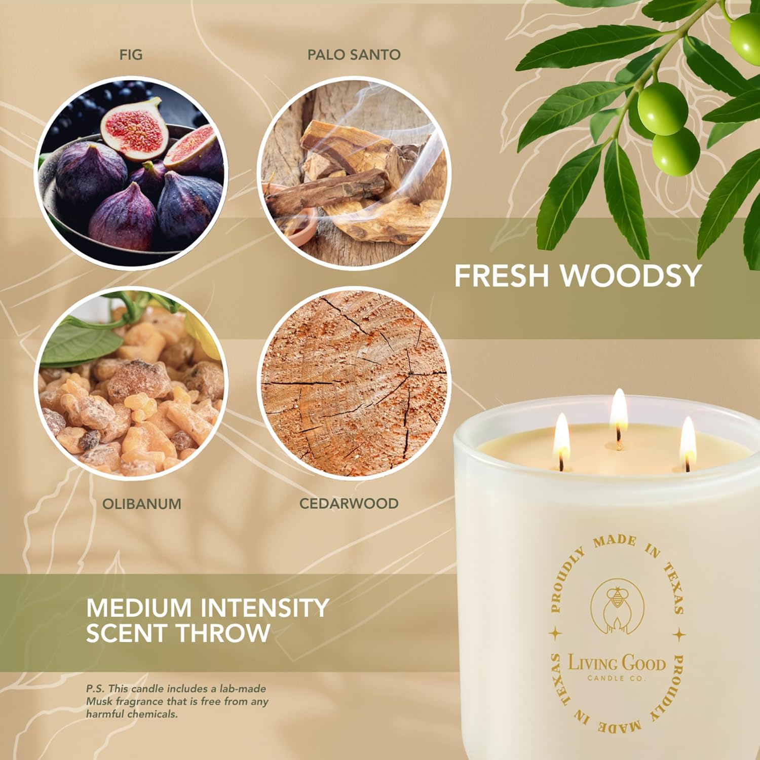 Palo Santo - Palo Santo & Bergamot Pure Beeswax Candle - 90+ Hours Long Burning Classically Designed Non-Toxic Scented Candles For Home Decor And Aromatherapy To Stress & Anxiety Relief - 15 Oz
