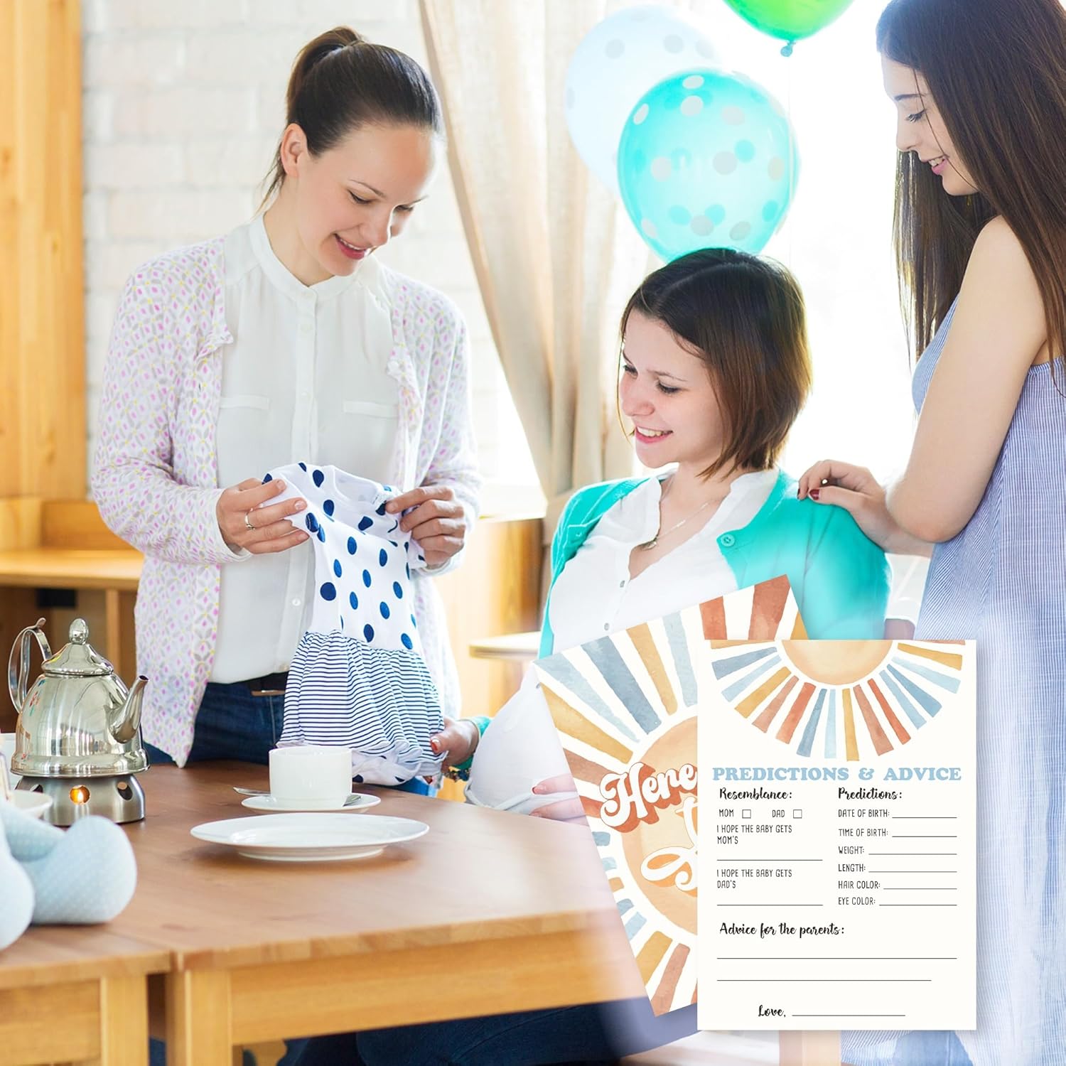 Sunshine Fill In Baby Shower Game Cards - Here Comes The Son - Baby Prediction & Advice Game For Boys - Baby Announcement Gender Reveal Baby Shower Party Activities For New Parents To Be - A01