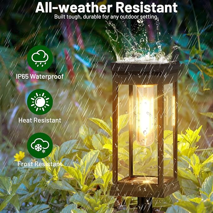 8 Pack Upgraded Solar Pathway Lights Large LED Waterproof Super Bright Garden Walkway Lights