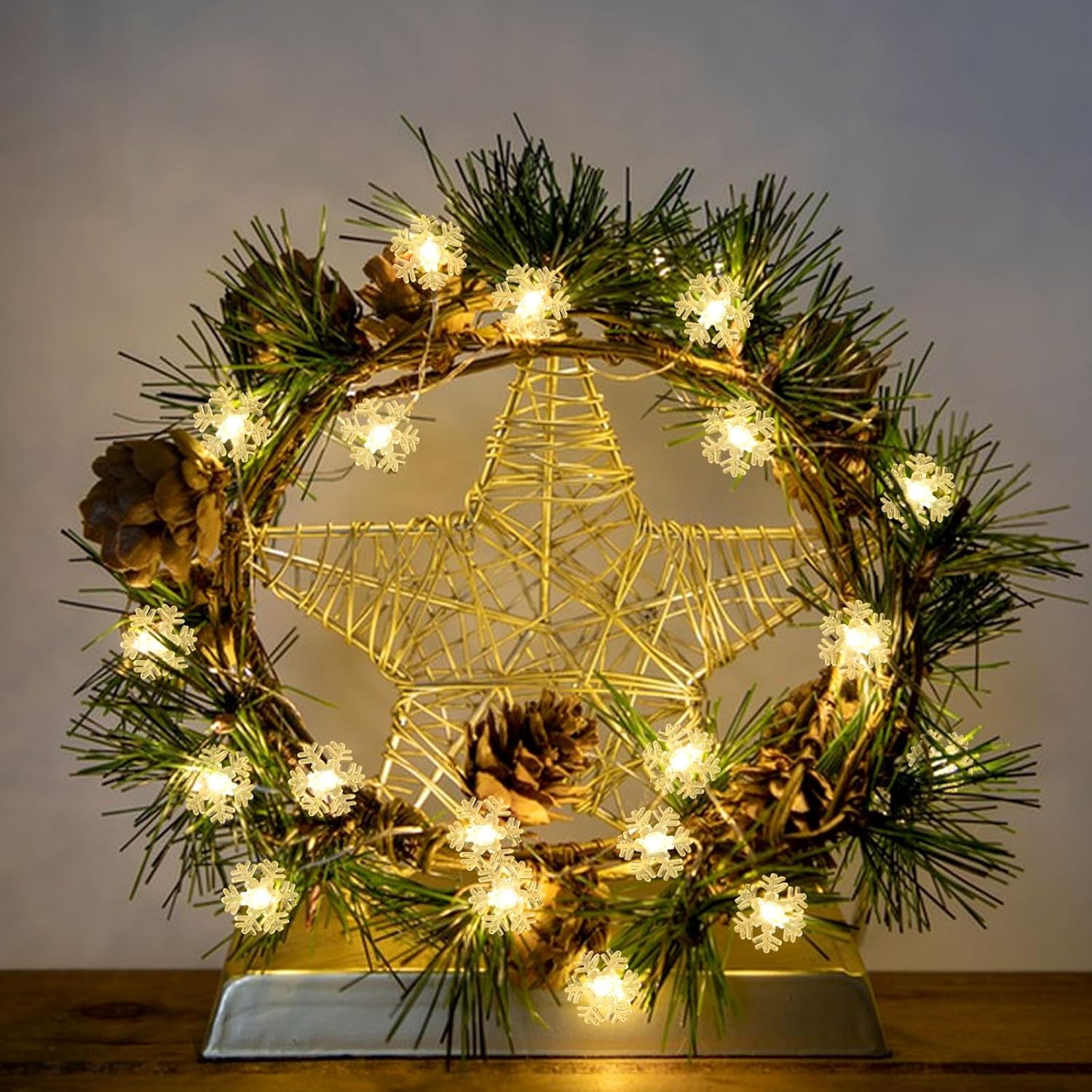 Snowflake Led String Lights 10Ft 30 Leds Christmas Decorations Party Fairy Lights Battery Operated Copper Wire Night Lig