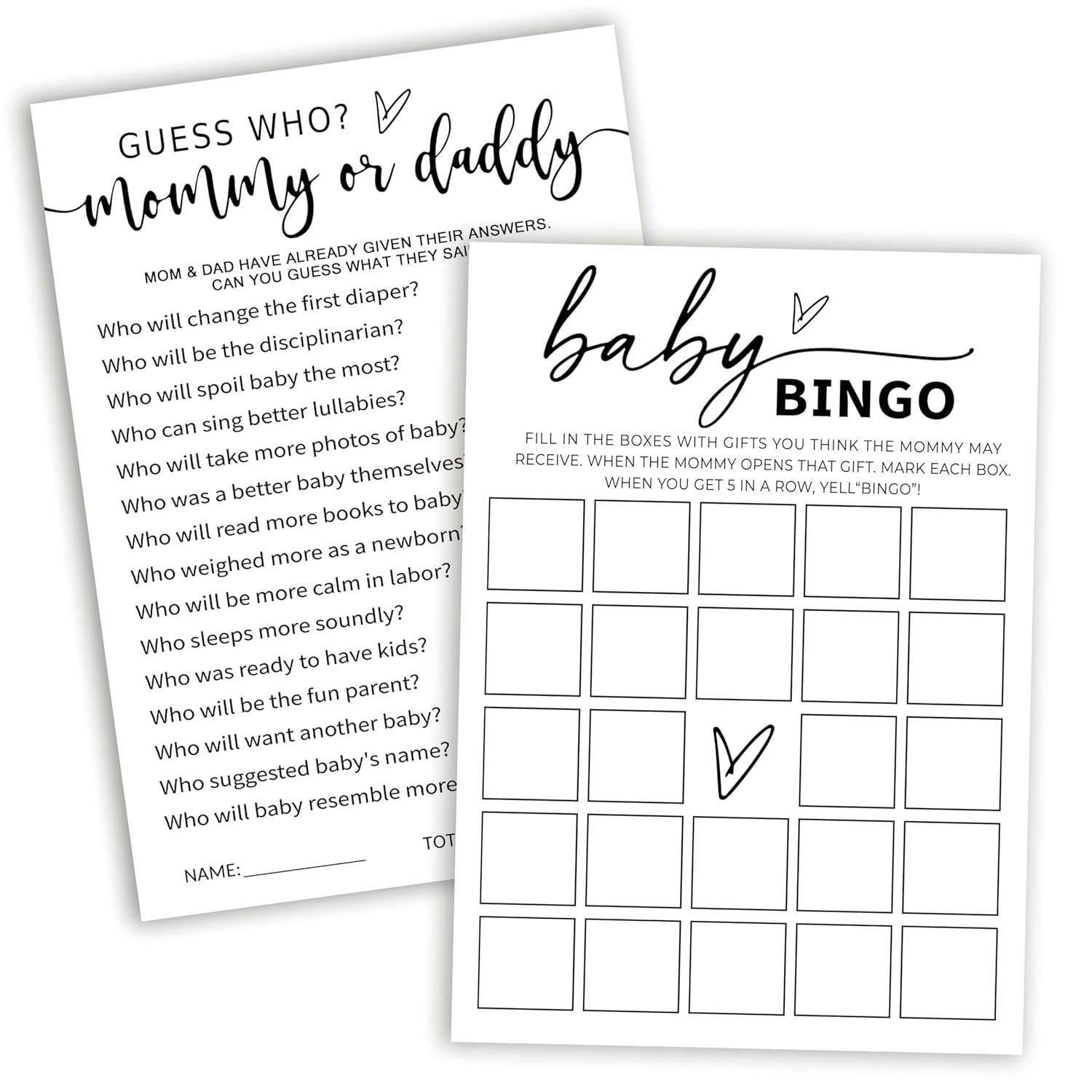 Baby Shower Games, 5" X 7" Guess Who Mommy Or Daddy Baby Shower Game Cards For Boy Or Girl, Gender Reveal Party Decorations Supplies - B02
