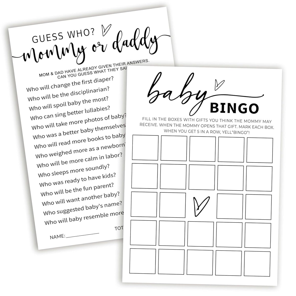 Baby Shower Games, 5" X 7" Guess Who Mommy Or Daddy Baby Shower Game Cards For Boy Or Girl, Gender Reveal Party Decorations Supplies - B02