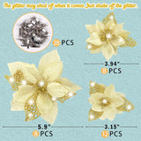 28Pcs Christmas Tree Decorations: Poinsettias Artificial Flowers Ornaments Xmas Gold Glitter Flower With Clips