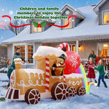 10 Ft Long Christmas Inflatables Train Decorations, Gingerbread Train Blow Up Outdoor Inflatable Decor With Built-In Led
