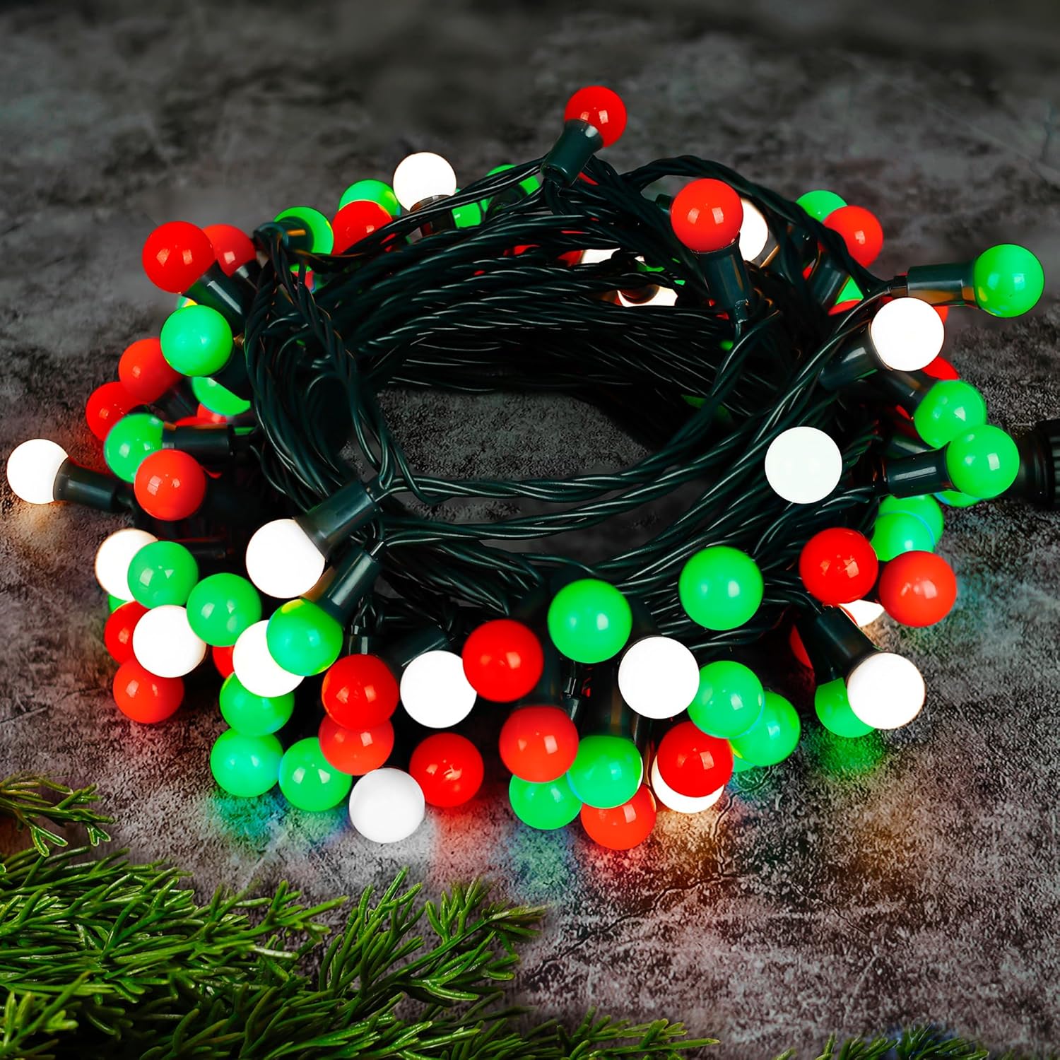 100Led G15 Christmas String Lights - 39Ft Globe Fairy Lights With Timing Function, Connectable, 8 Modes Christmas Lighti
