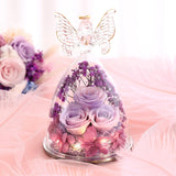 Christmas Rose Gifts For Women Preserved Real Flower In Glass Angel Figurines Roses For Delivery Prime Birthday Gifts For Mom Grandma Girlfriend Wife Her, Pinkpurpurple