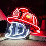 Firefighting Helmet Neon Sign Pop Art LED Wall Light Dimmable USB Powered Man Cave Hero Decor 12.9 x 11.8 Inch