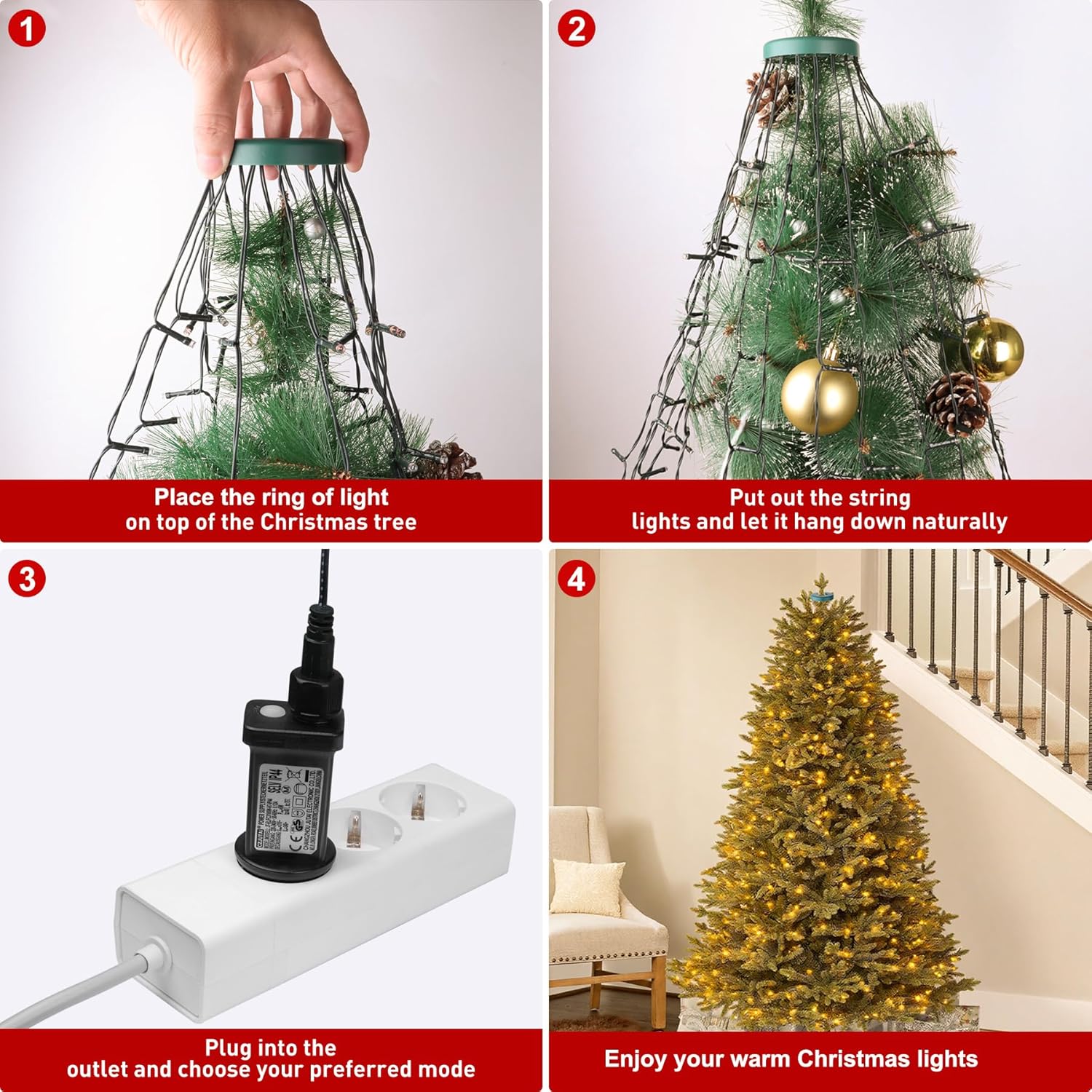 400 Leds Christmas Tree Lights,Led Christmas Lights With 8 Light Modes,Timer& Memory Function,Remote Control,16 Strands