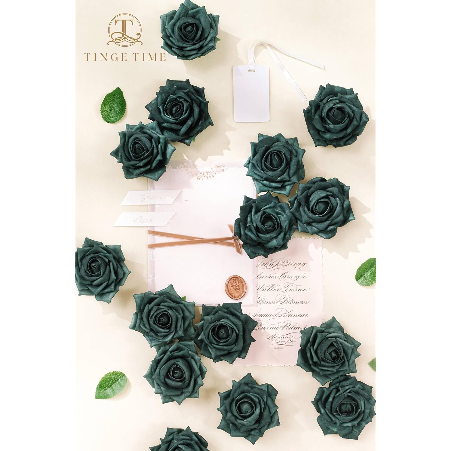 Peacock Green Flowers Artificial 16Pcs Real Looking Foam Fake Roses With Stems For Diy Wedding Bouquets Baby Shower Centerpieces Arrangements Mothers Day Party Tables Decorations