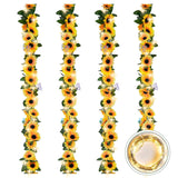 4 Pack Sunflower Garland Decor,7.5Ft Artificial Sunflower Vines With Lights,Hanging Fake Silk Flower Garlands For Table Centerpieces Wedding Party Birthday Decorations