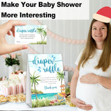 Summer Diaper Raffle Tickets For Baby Shower, Beach Baby Shower Games For Gender Reveal, Party Decorations & Supplies, 1 Sign & 50 Cards Set-A07