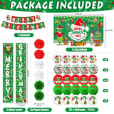 59Pcs Merry Christmas Decorations Backdrop Banner Porch Sign Hanging Outdoor Decorations Balloons For Party Supplies