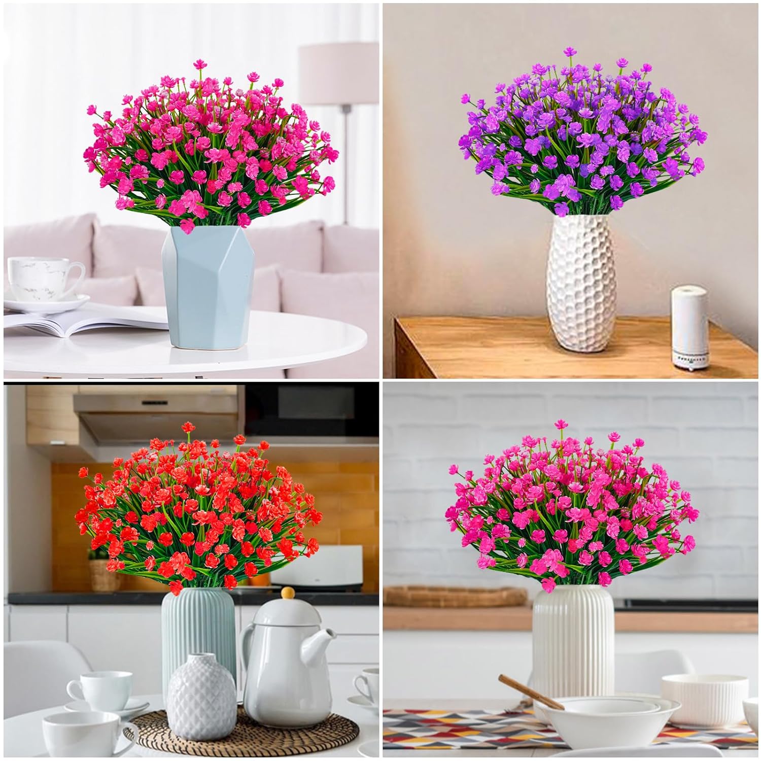 36 Pcs Artificial Flowers For Outdoors, Uv Resistant Faux Plastic Plants, Fake Flowers For Hanging Planters, Window Boxes, Garden, Porch, Wedding Decor