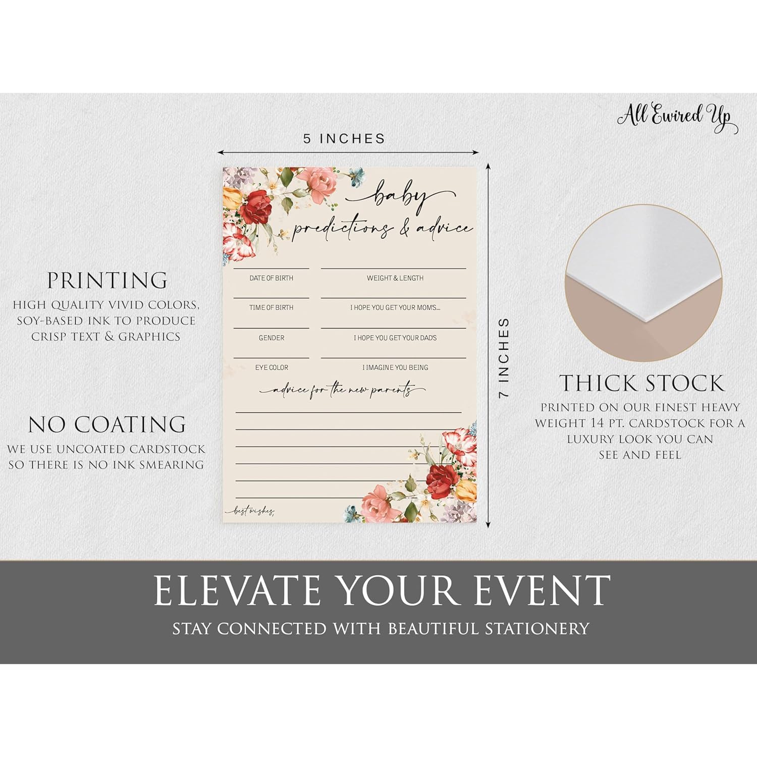 Wildflower Baby Shower Game, 50 Advice And Prediction Cards, Fun Activity, Girl, Boho Theme Decorations, A Little Wild Flower Is On The Way, Floral Baby In Bloom