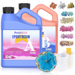 Epoxy Resin Kit, 64Oz Kit Crystal Clear Resin Epoxy, Bubble Free, No Yellowing, Uv Resistant, Food Safe With Foil Flakes, Sequin, Easy Mix 1:1 For Diy Crafts Jewelry Making(32Oz X 2)