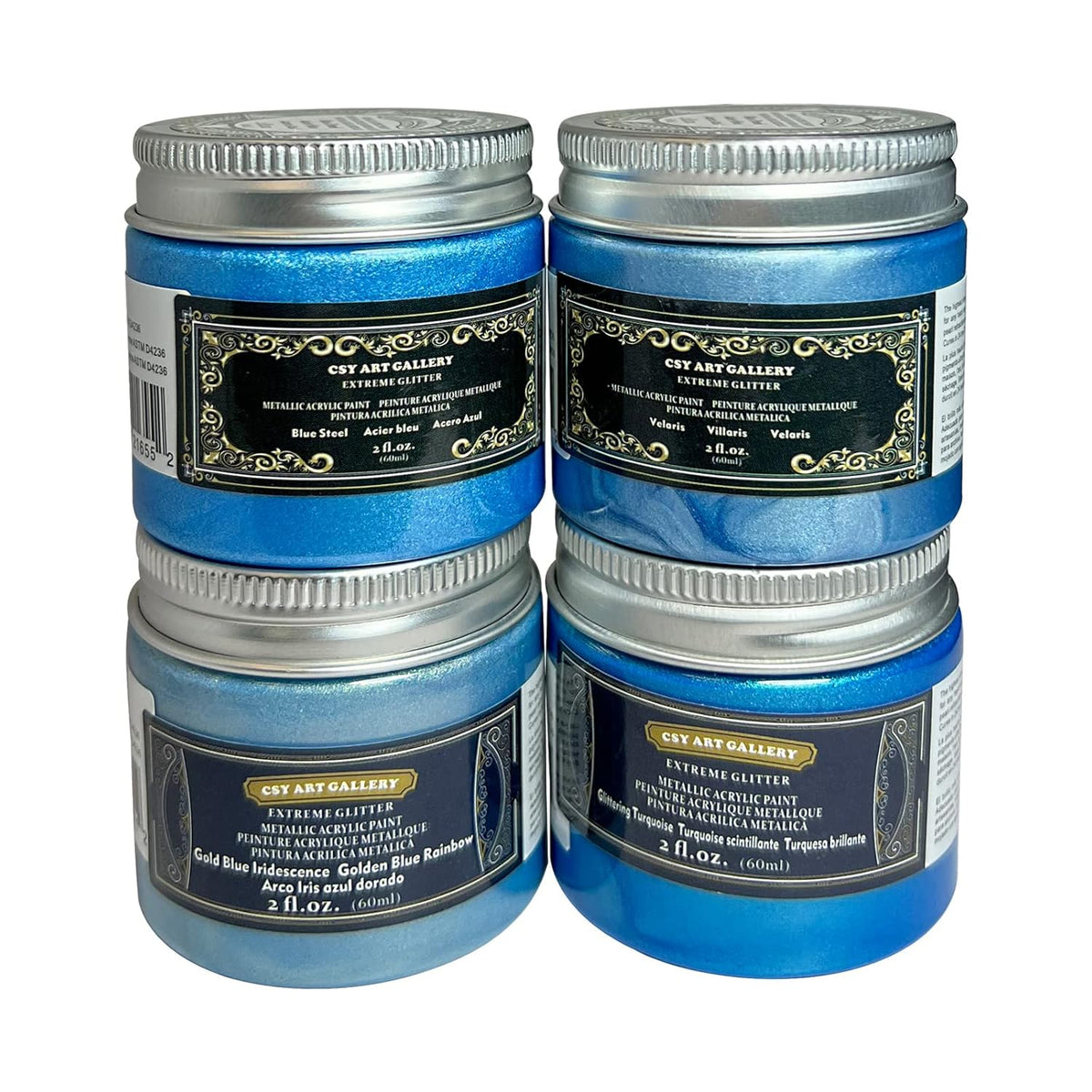 Metallic Acrylic Paint -Blue Planet High Brightness Glitter Pigment-Art Craft For Artists & Painters, Canvas Halloween Pumpkin Ceramic Rock Painting (Cosmic Planet)