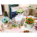 4 Pack Fake Flowers Artificial Plants Indoor For Home Kitchen Office Dining Centerpiece Table Decorations