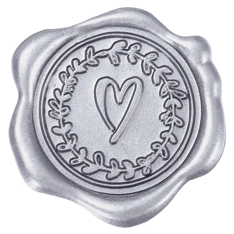 50Pcs Embossed Wax Seal Stickers Silver Heart Pattern Envelope Seal Decals Sel