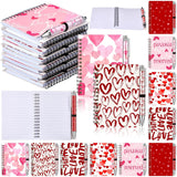 12 Sets Valentine'S Day Heart Notebook Bulk Valentine'S Day Gifts 5.5 X 4.3'' Valentines Pink Spiral Notebook Ballpoint Pens For Family Girls Friends Party Lover