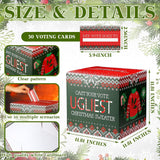 51 Pcs Ugly Sweater Party Voting Cards Sets With 1 Ugly Sweater Contest Ballot Box And 50 Voting Cards For Xmas Decorations Winter New Year Office Holiday Party Supplies