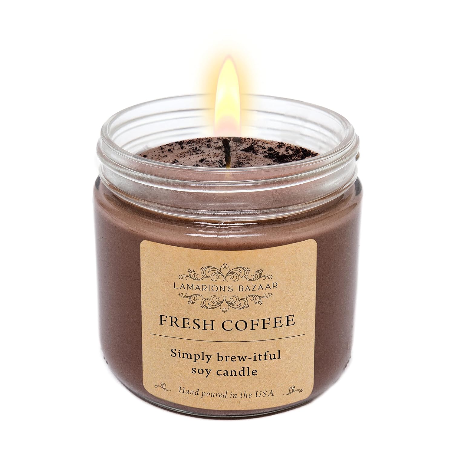 Fresh Coffee Large 12Oz Candle | Freshly Brewed Dark Coffee Fragrance | Warm + Cozy Handcrafted Soy Candle