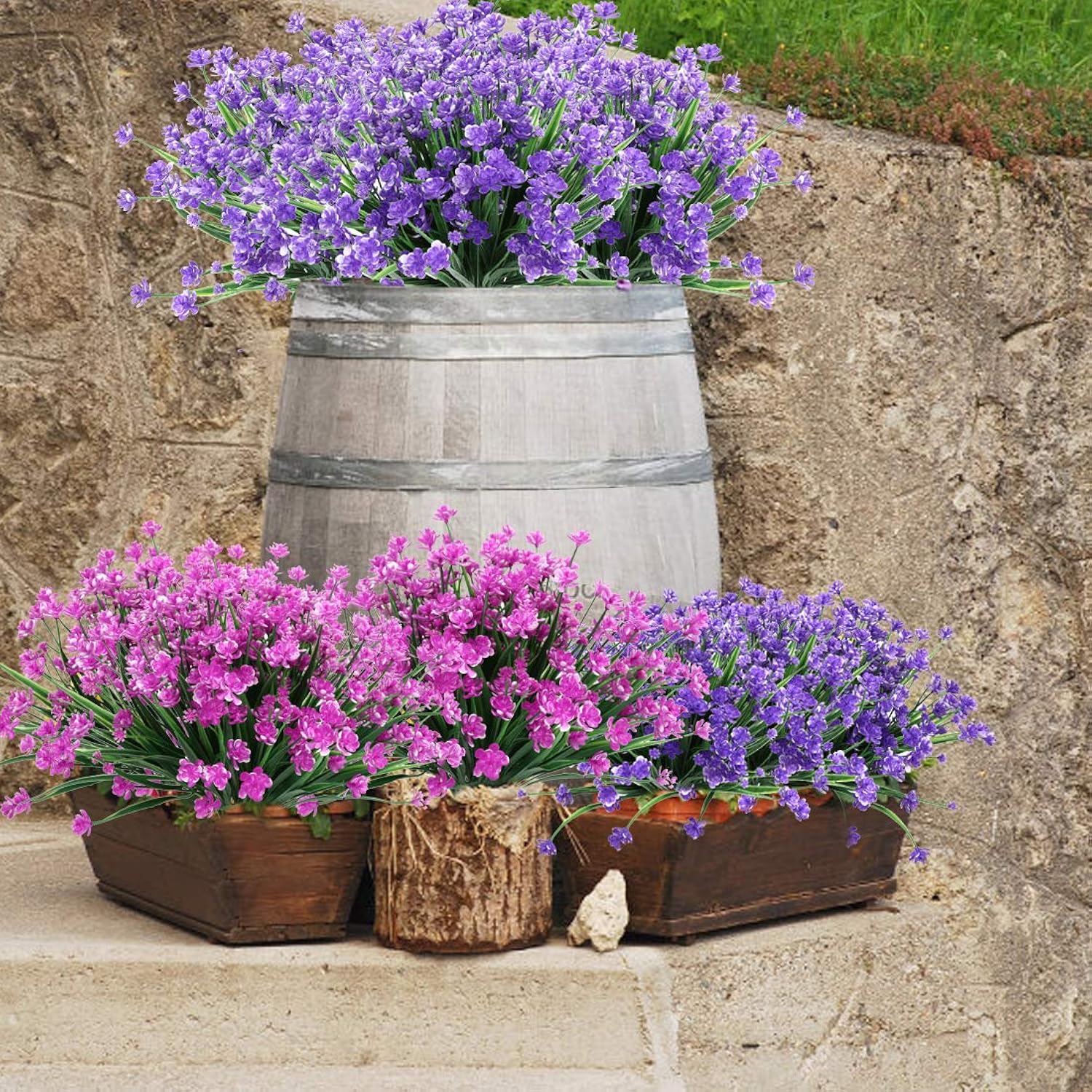 10Pcs Artificial Flowers,Fake Greenery Faux Plastic Bushes Fake Shrubs Uv Resistant No Fade Faux Plastic Flowers For Wedding Hanging Bouquet Indoor Outdoor Home Garden Office Kitchen(Purple)