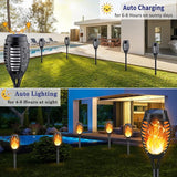 12 Pack Solar Torch Lights Flickering Flame Waterproof Outdoor Garden Pathway Lights