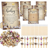 321 Pcs Baby Shower Games Supplies, 5 Sets (50 Cards Each) Activities Cards With 20 Pencils 1 Don'T Say Baby Sign 50 Clothespin (Magical Wizard)