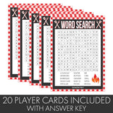 Baby Barbecue Gender Reveal Party Word Search Game, Bbq Bun In The Oven Baby Shower Game - 20 Player Cards