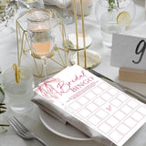 Pink Bow Wedding Shower Games, Bridal Bingo Wedding Games For 25 Guests, Engagement Shower Party Cards, Engagement & Bridal Party Supplies-4X9 Inch-A08