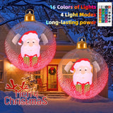 24 Inch Light Up Giant Christmas Ball Santa Claus Outdoor Inflatables With Led Light Pvc Decorated Ball Xmas Blow Up Bal