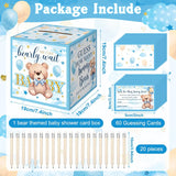82 Pcs Blue Baby Shower Games Guess How Many Bears Include 1 Guessing Box 1 Large Baby Bottle 60 Cards 20 Pencils For Favors Games Gender Reveal