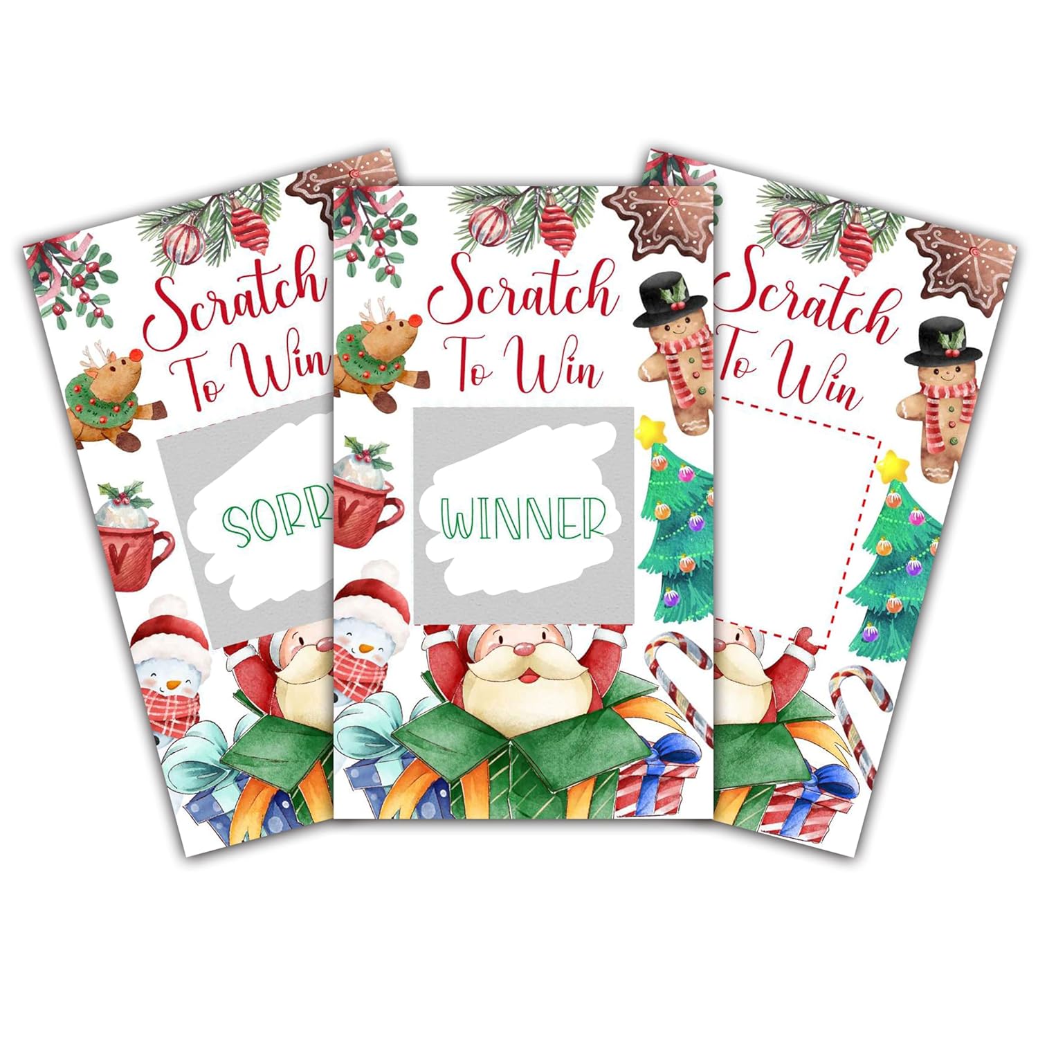 Christmas Scratch Off Cards, Funny Xmas Party Scratch Games For Kids And Adults, Holiday Game For Christmas Party, A03