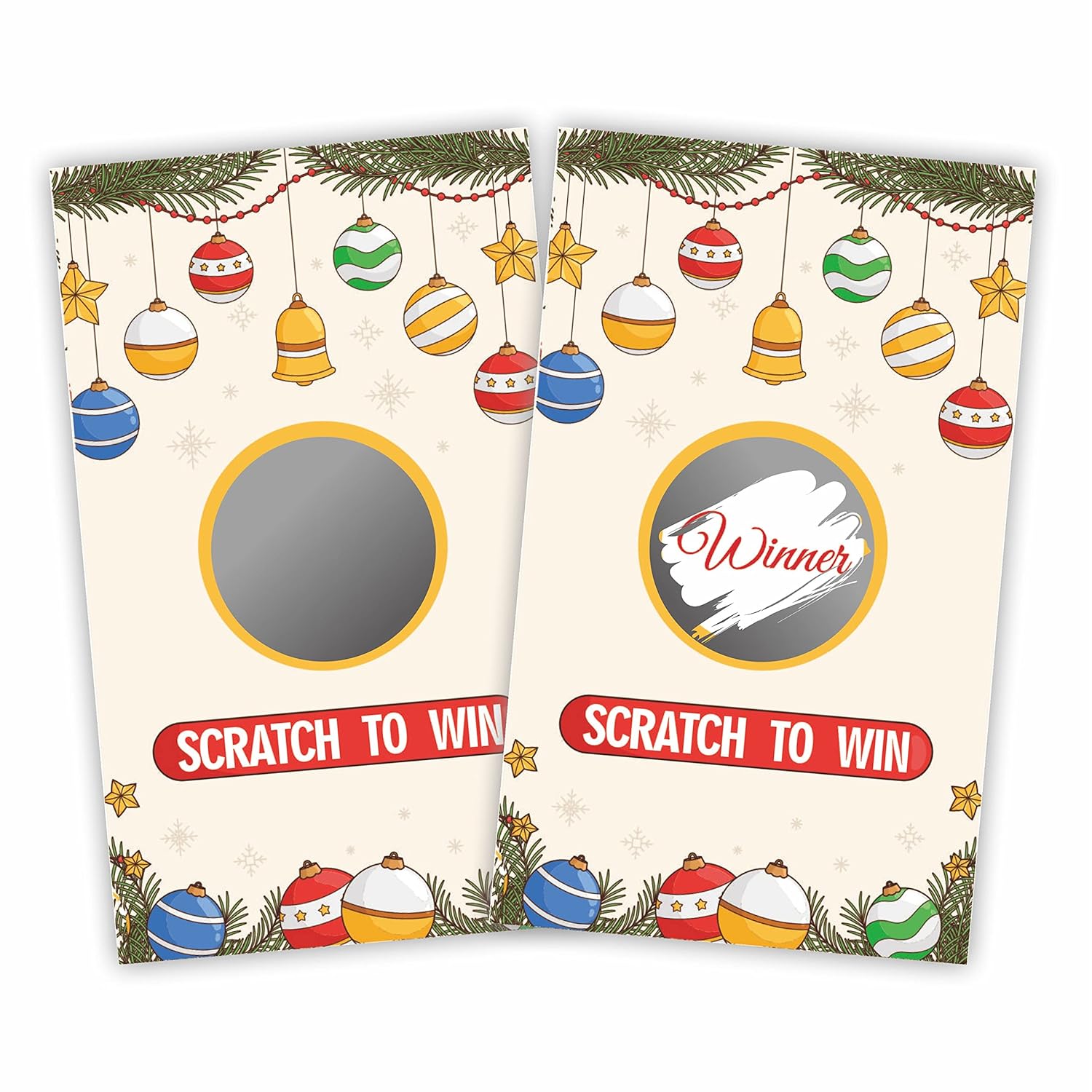 Christmas Scratch Off Game Cards, Christmas Party Game Cards, Festive Holiday Raffle Ticket For Prizes Adults Groups, Xmas Countdown Activities - 40 Pack(Ggk-005)