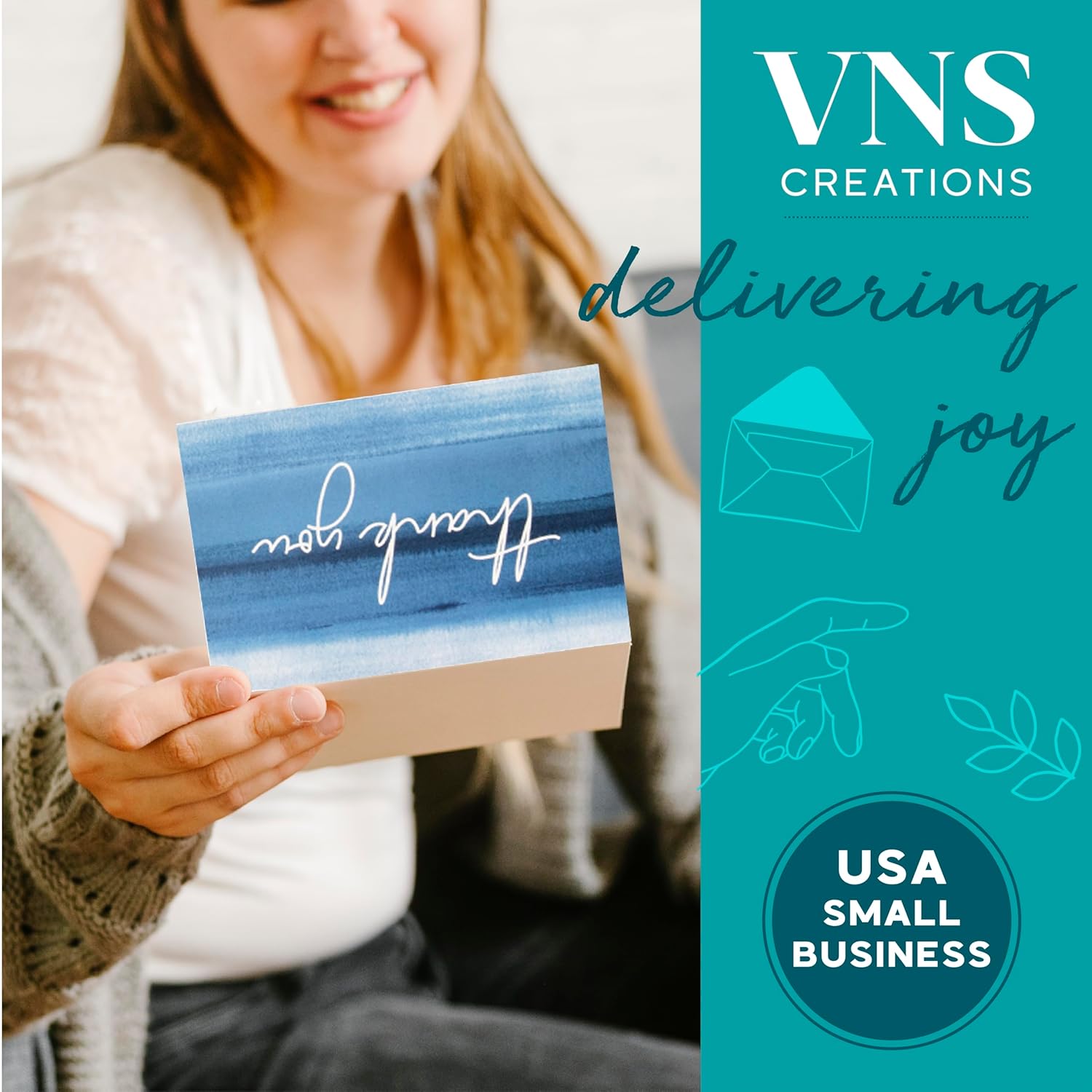Thank You Cards With Envelopes Bulk Set & Stickers - 100 Pack 4X6 Blank Thank You Notes Bulk Box Set - Large Note Card Small Business, Wedding, Baby Shower & Bridal Shower - Ombré