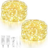 2 Pack 16.4FT Rechargeable LED Fairy Lights Battery Operated Warm White Twinkle String Lights for Bedroom Christmas Holiday Party Home Decor