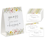 How Many Kisses Bridal Shower Game, (1 Standing Sign + 50 Guessing Cards), Wildflowers Guessing Cards, Love Is In Bloom Decor, How Many Candies Baby Shower Game, Wedding Games For Guests-Gk04