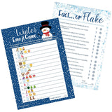Winter Holiday Party Games Emoji Picture Guessing And Fact Or Flake Winter Trivia 2 Game Bundle For Kids - 25 Dual Sided Cards