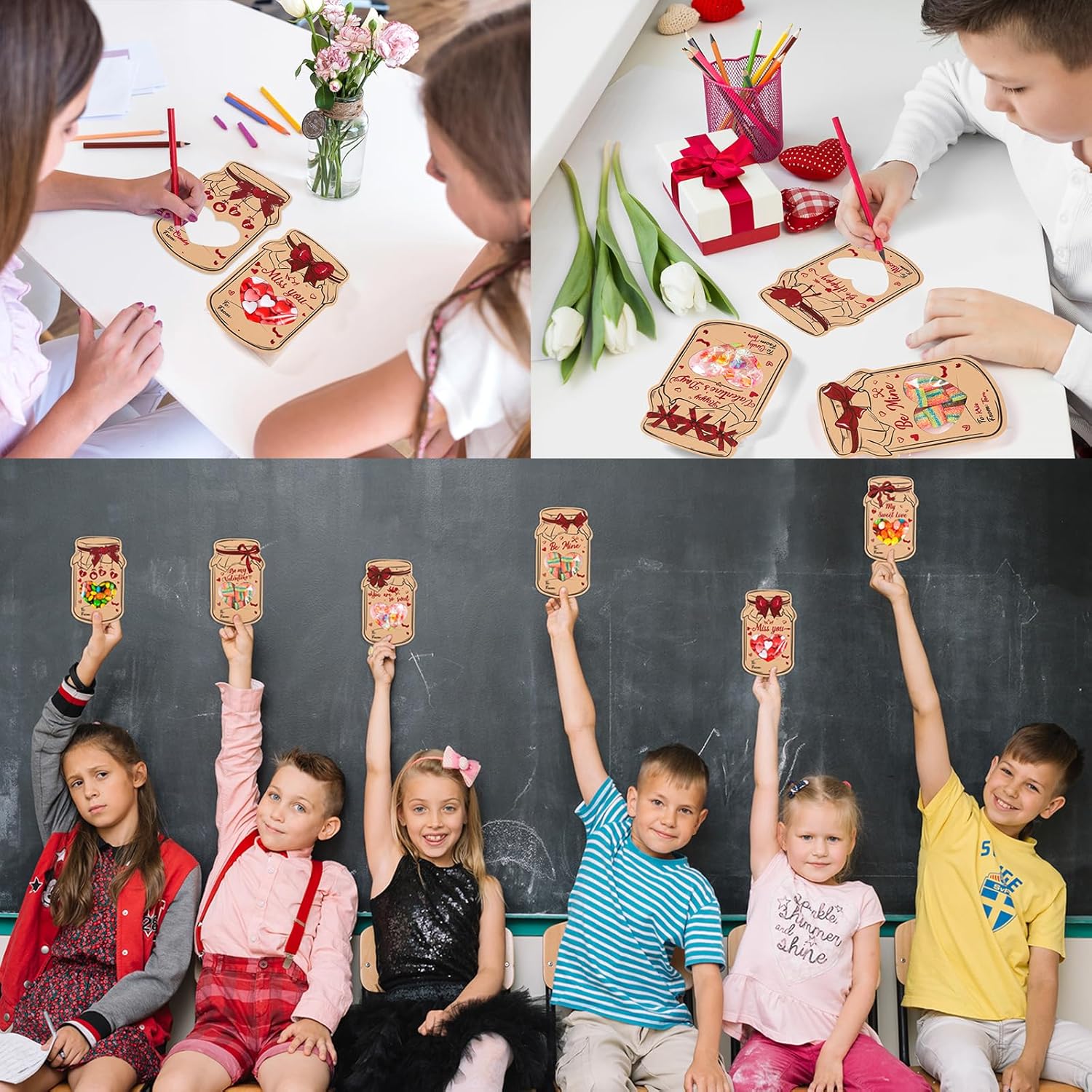 60Pcs Valentines Day Cards Bulk: Kids Classroom Valentine'S Favors, Class School Exchange Party Gifts Supplies For Students Boys Girls(Kraft, 10 Styles)