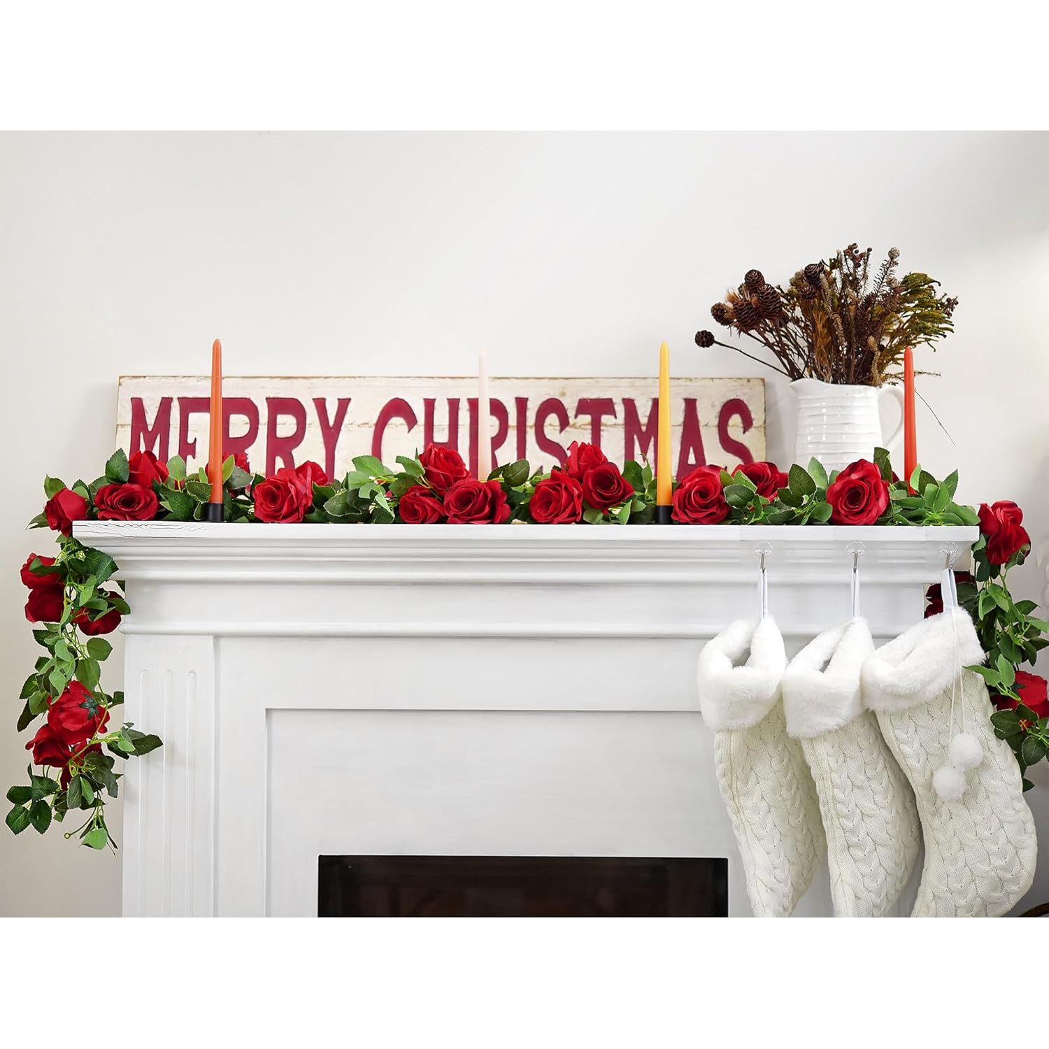 FiveSeasonStuff 29 Ft 4 Pack Rose Silk Flower Garland Artificial Flowers Decoration Hanging Floral Décor for Wedding Baby Shower Birthday Party Garden (Venetian Red)